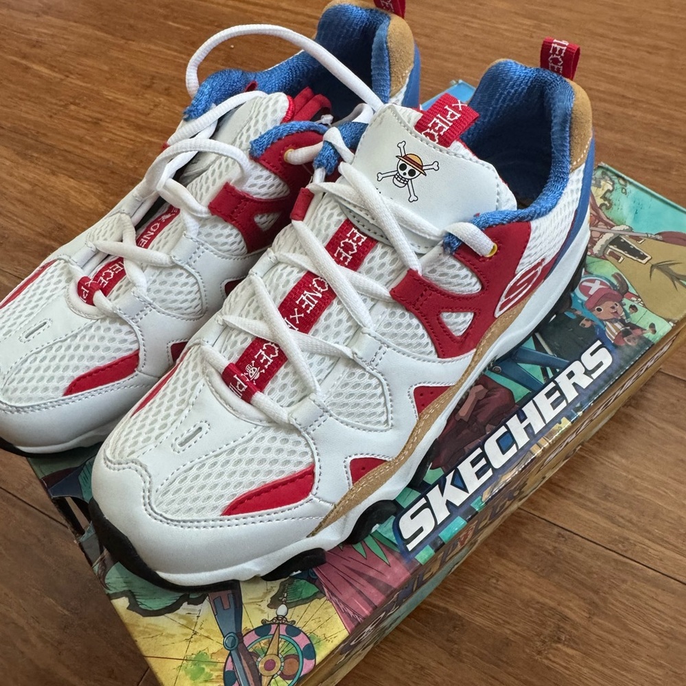 Skechers White, Red, and Blue Sneakers